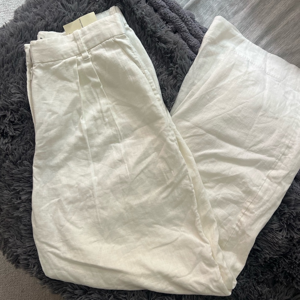 White linen wide leg pants from Abercrombie